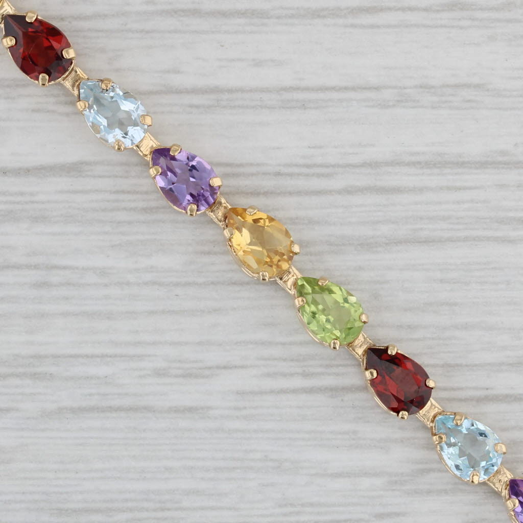 Gray 11.25ctw Gemstone Tennis Bracelet 14k Gold Amethyst Topaz Garnet Peridot Citrine