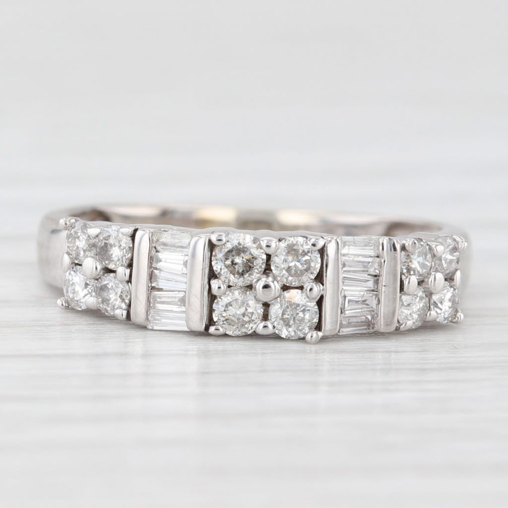 Light Gray 0.38ctw Diamond Wedding Band 14k White Gold Size 5.5 Stackable Anniversary Ring