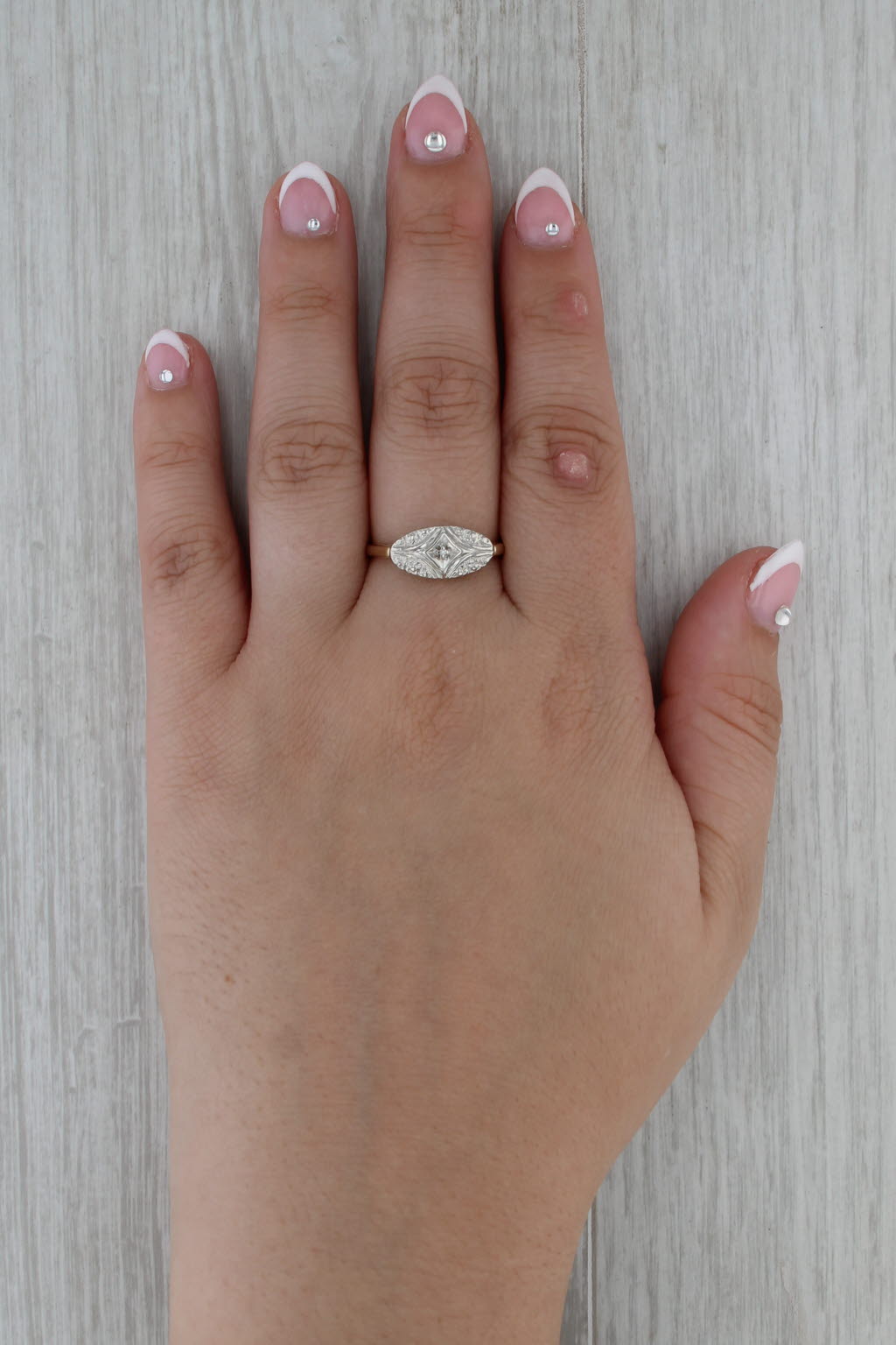 Vintage Diamond Princess Ring 10k White Yellow Gold Size 9
