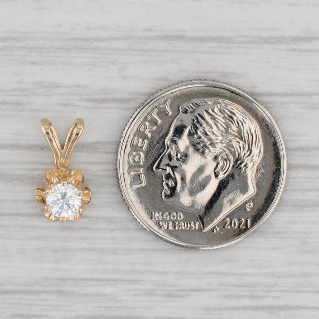Gray 0.15ct Round VS2 Diamond Solitaire Pendant 14k Yellow Gold Small Drop
