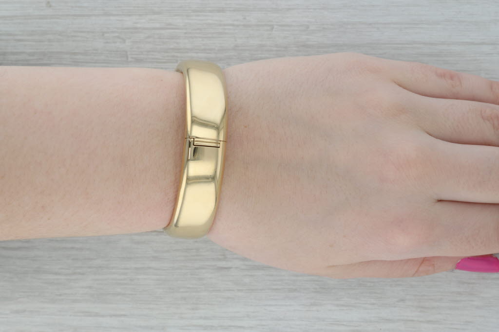 Dark Gray Georg Jensen Denmark Classic Bangle Bracelet 18k Yellow Gold 7" 15mm Pouch