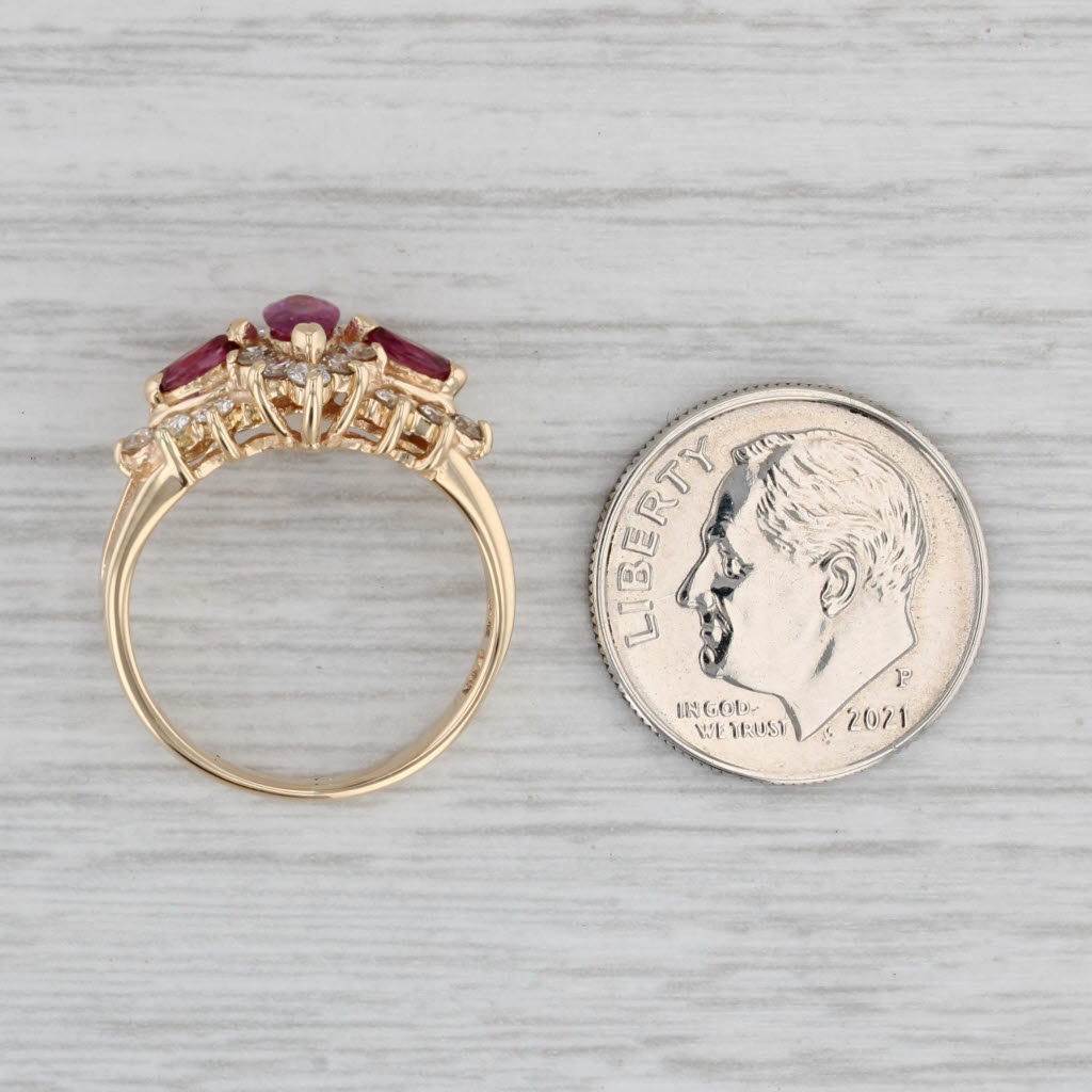 Gray 1.12ctw Marquise Ruby Diamond Halo Ring 14k Yellow Gold Size 5.25