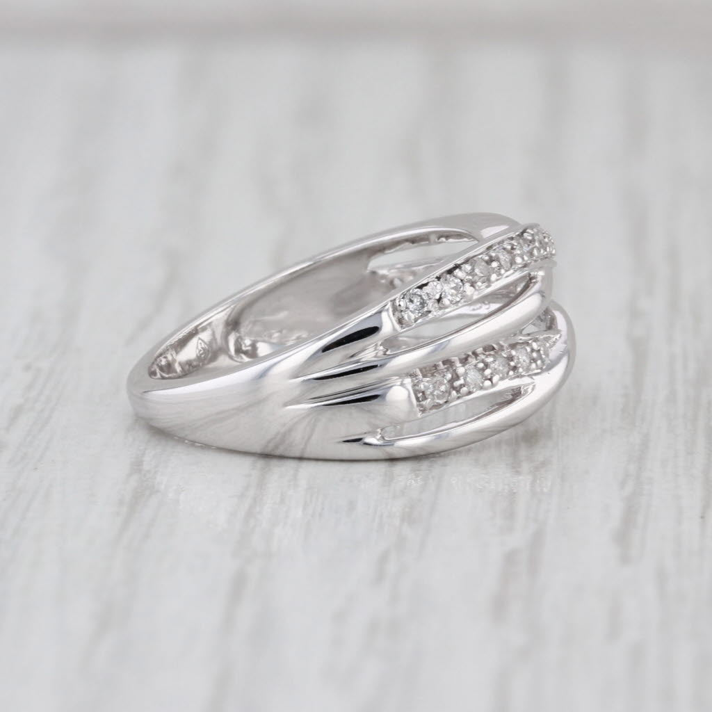 0.20ctw Diamond Crossover Woven Ring 10k White Gold Size 6.75
