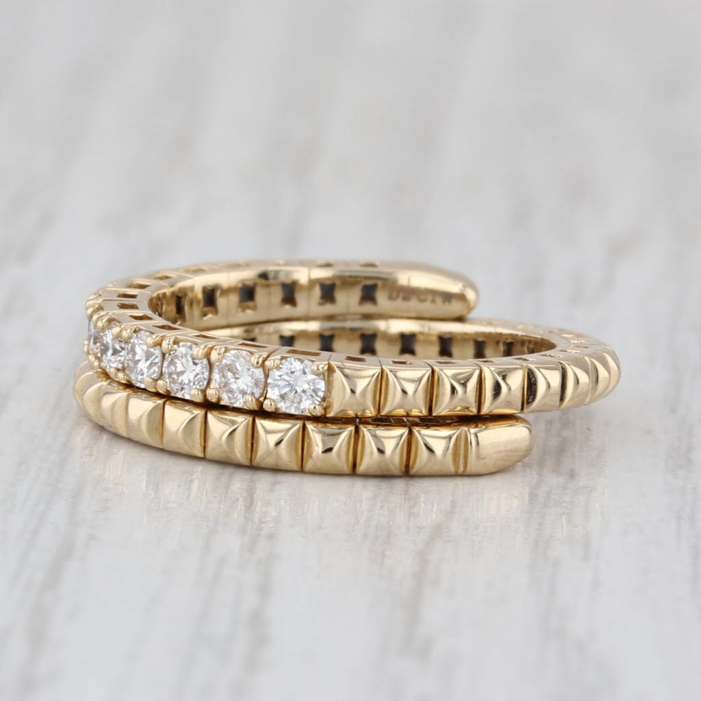 0.50ctw Diamond Wrap Coiled Band Bypass Ring 14k Gold Flexible Size Stackable