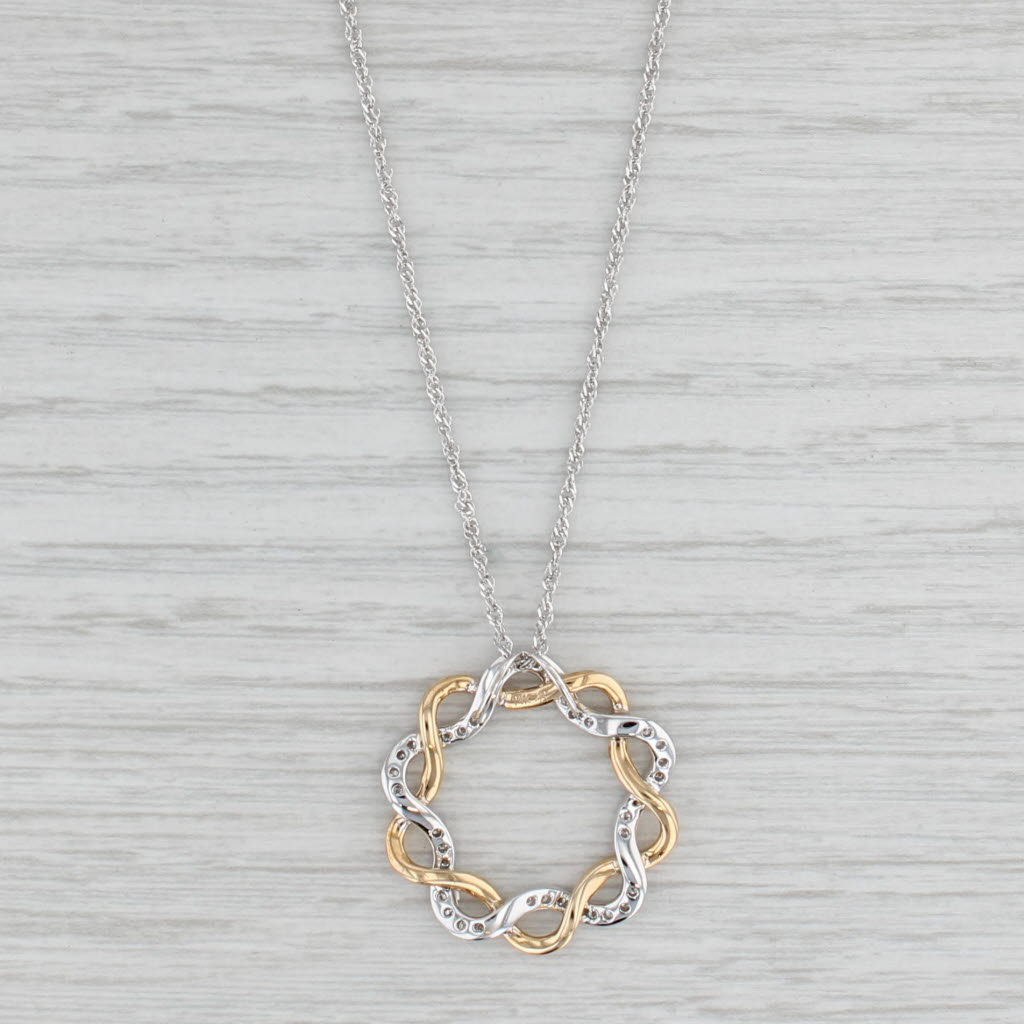 Allison Kaufman New 0.35ctw Diamond Circle Pendant Necklace 14k Gold 18"