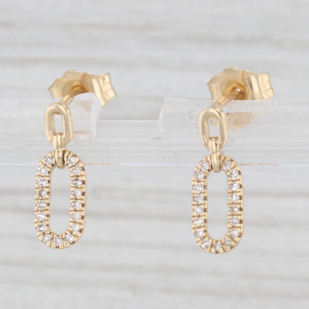Light Gray New 0.10ctw Diamond Oval Small Drop Stud Earrings 14k Yellow Gold