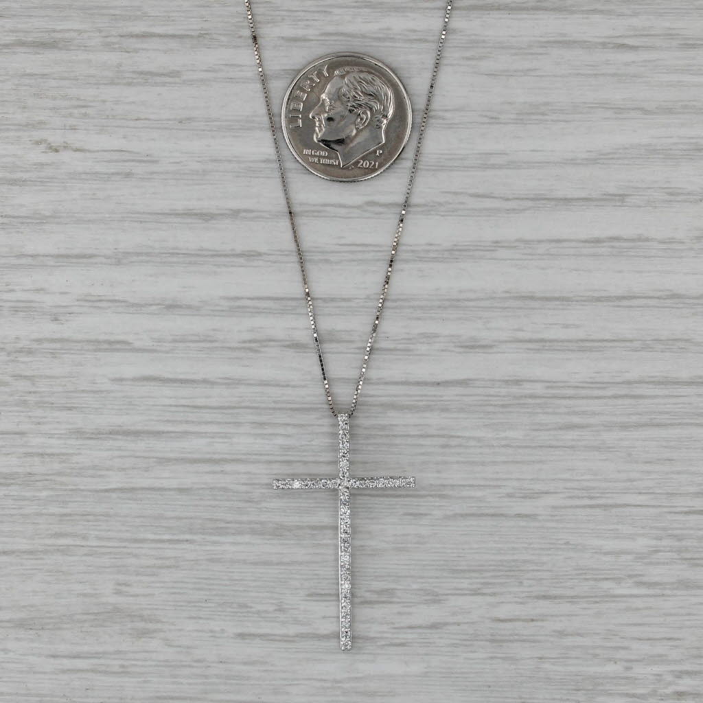 Effy 0.36ctw Diamond Cross Pendant Necklace 14k White Gold 18" Box Chain