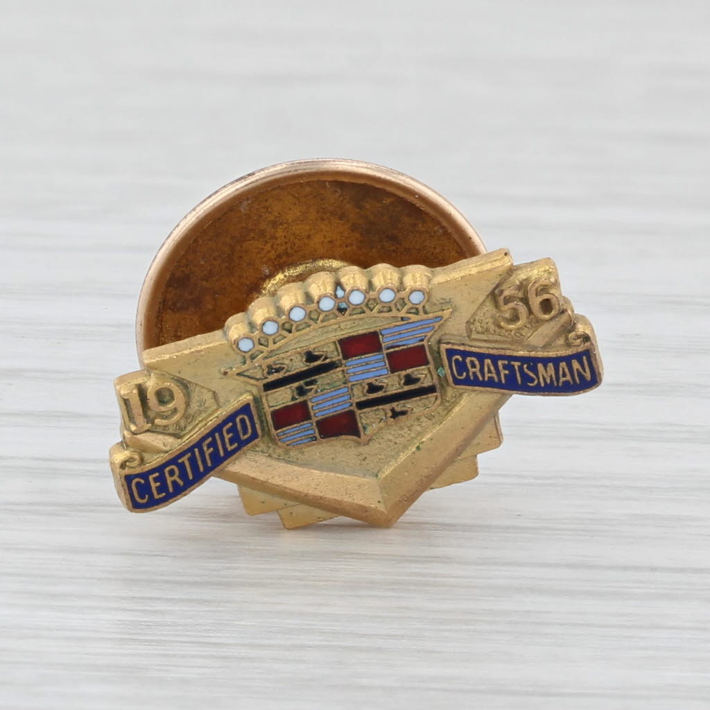 Light Gray Cadillac Certified Craftsman Service Pin 1956 Car Logo Keepsake Award