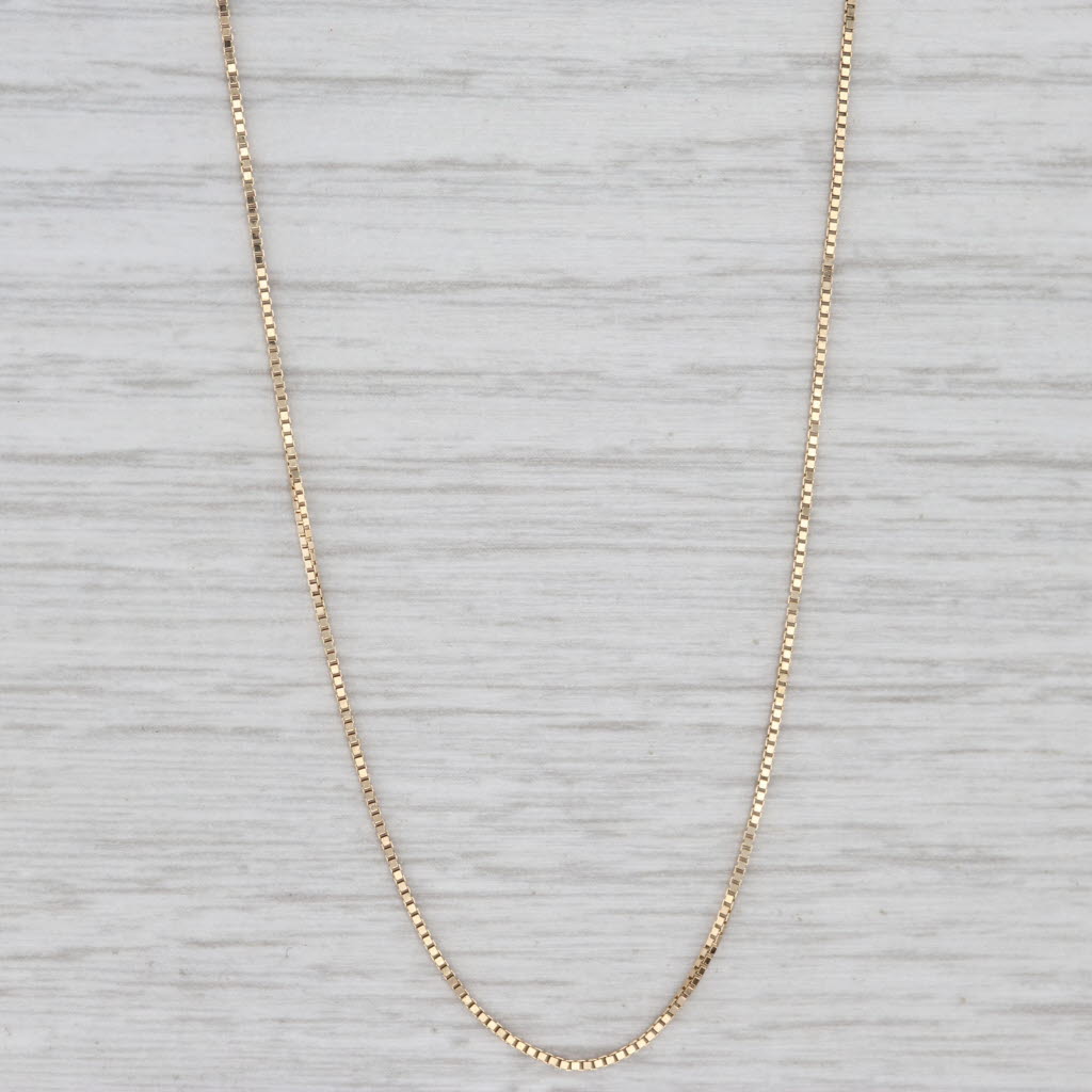 Light Gray Box Chain Necklace 14k Yellow Gold 18" 0.8mm