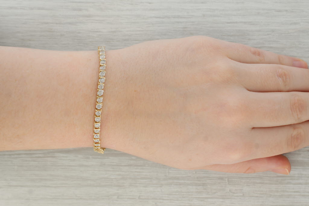 Tan 0.60ctw Diamond Tennis Bracelet 10k Yellow Gold 7.25" 4.3mm