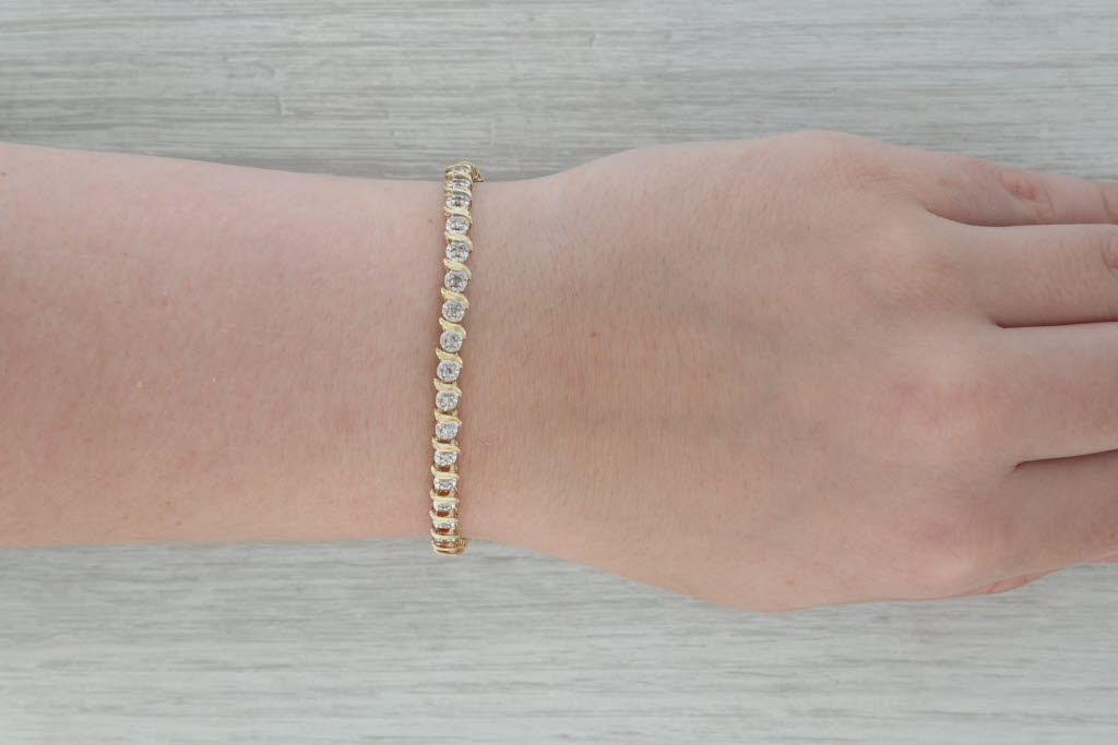 Dark Gray 0.80ctw Diamond Tennis Bracelet 14k Yellow Gold 7.25" 5mm