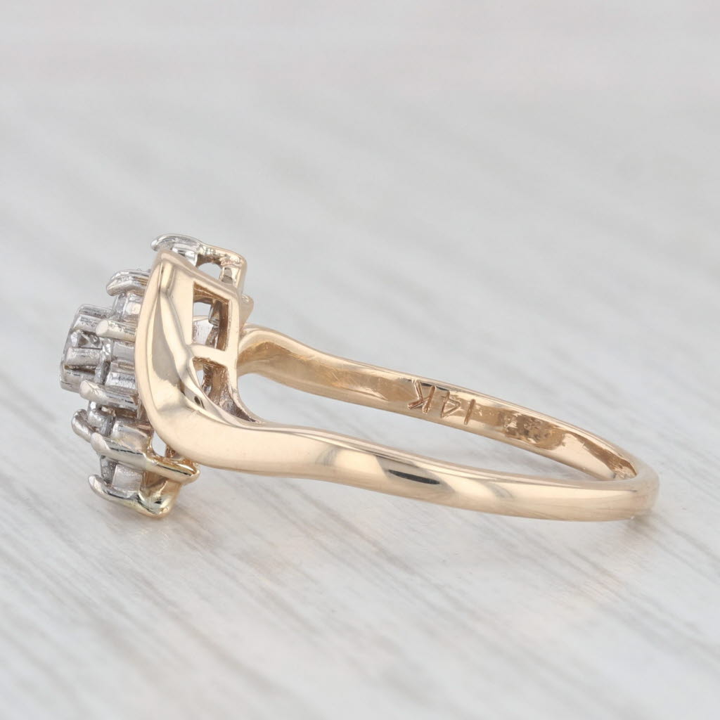 Light Gray 0.34ctw Diamond Cluster Engagement Ring 14k Yellow Gold Size 8 Bypass