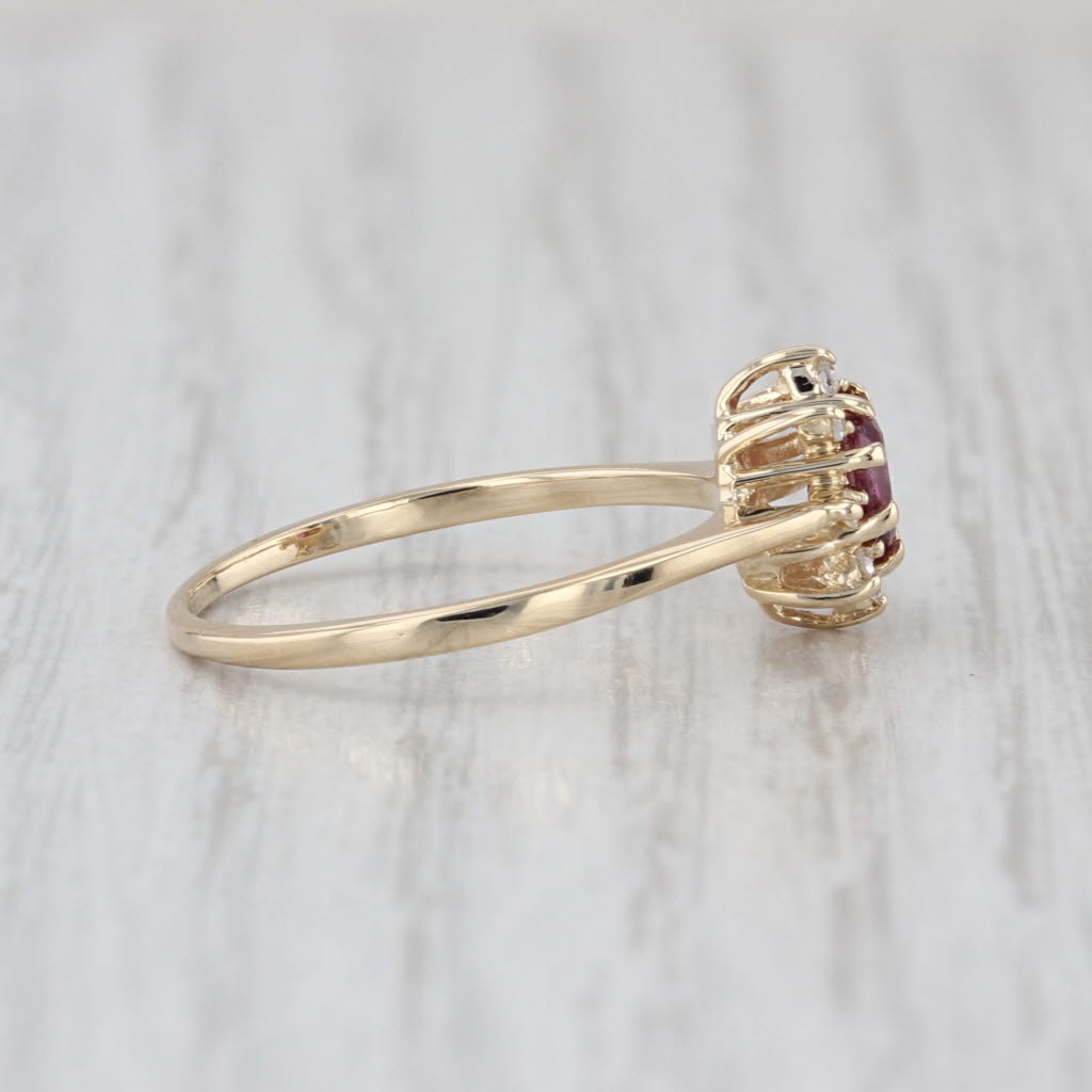0.31ctw Ruby Diamond Halo Ring 14k Yellow Gold Size 6.25