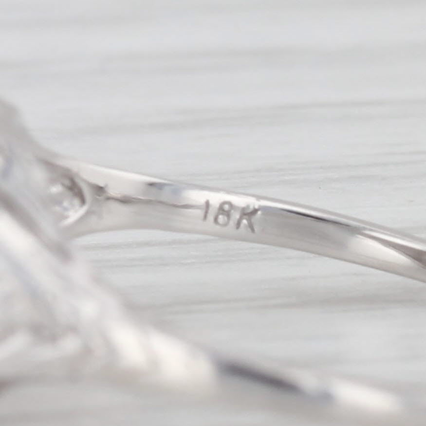 Light Gray Antique Art Deco 18K White Gold Diamond Ring Size 6.25 Solitaire