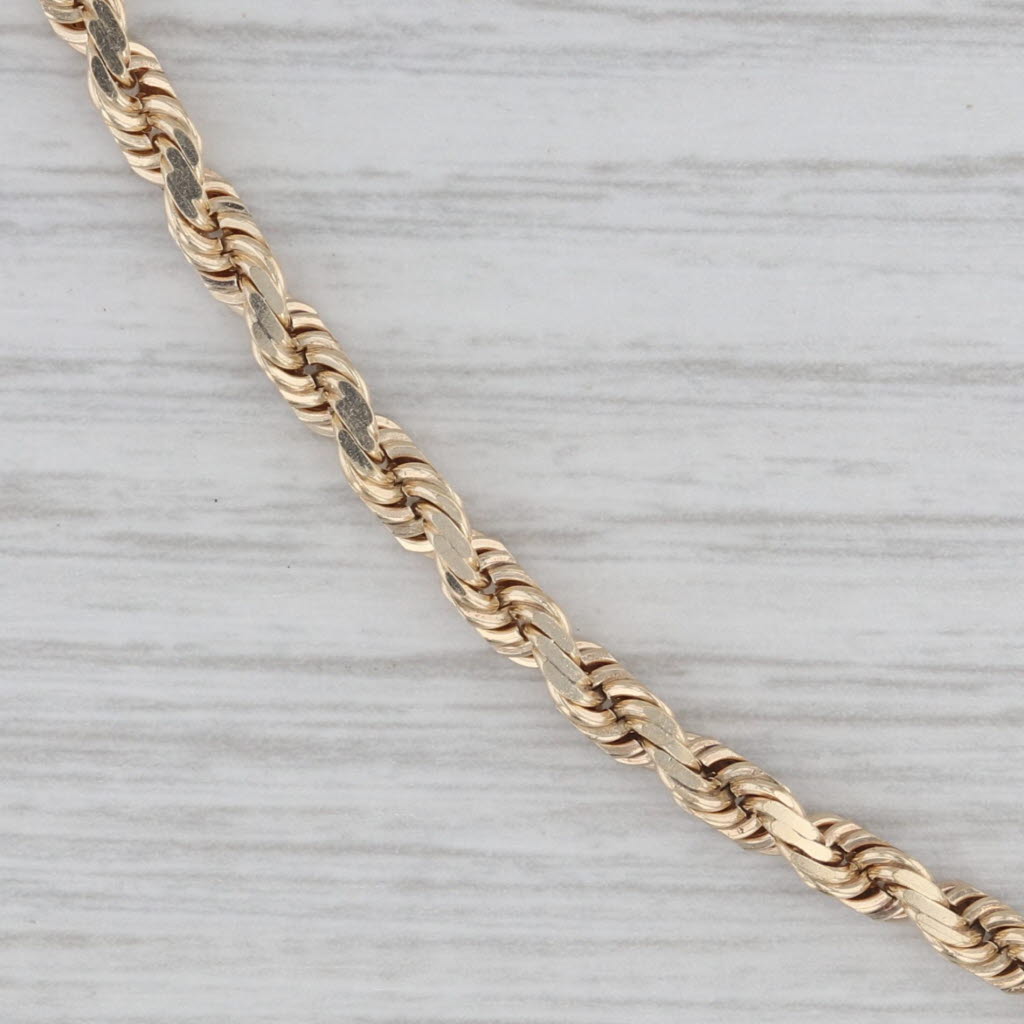 Gray Rope Chain Bracelet 14k Yellow Gold 6.75" 2.9mm