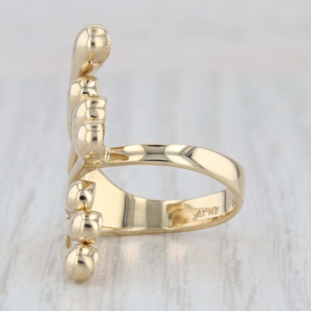 Abstract Tapering Drop Ring 14k Yellow Gold Size 7-7.25 Statement