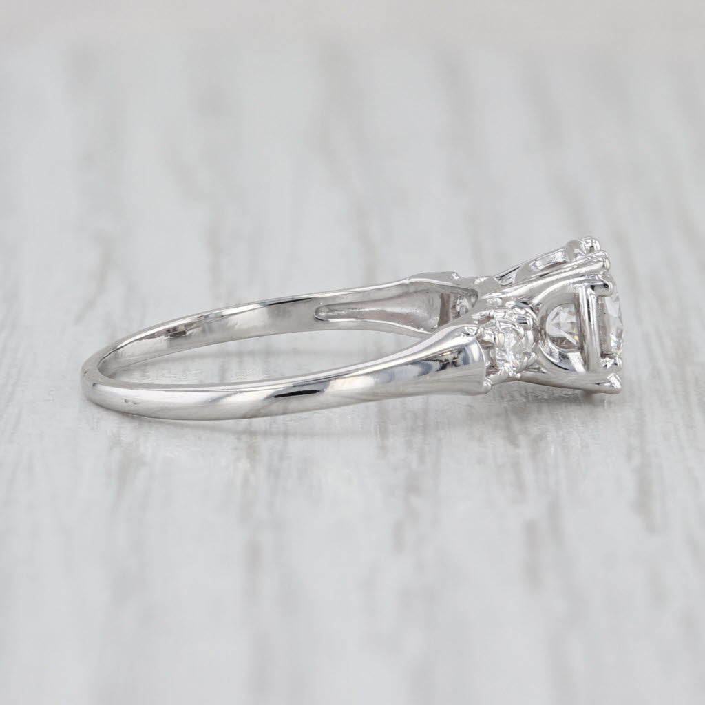 Vintage Round 0.64ctw Diamond Engagement Ring 900 Platinum Size 7.25