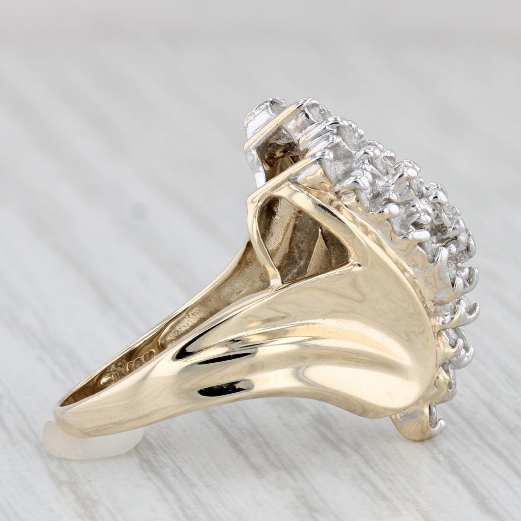 Light Gray 0.78ctw Diamond Cluster Bypass Ring 10k Yellow Gold Size 7.25 Cocktail