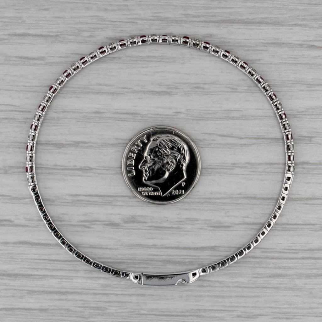1.25ctw Diamond Ruby Flexible Bangle Tennis Bracelet 14k White Gold 6.75"
