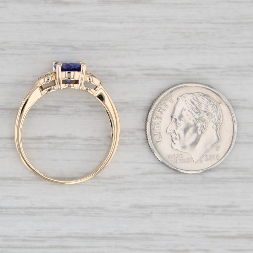 Light Gray 1.40ctw Oval Tanzanite Diamond Heart Ring 14k Yellow Gold Size 7.5