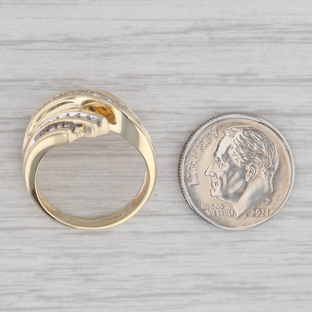 Gray 0.47ctw Diamond Bypass Ring 10k Yellow Gold Size 6