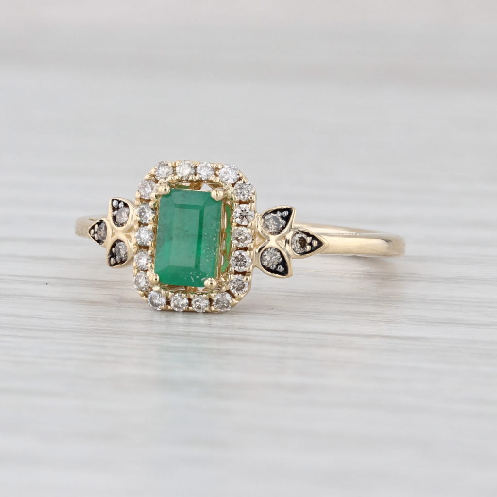 Le Vian Emerald Cut Emerald Damond Halo Ring 14k Yellow Gold Size 7