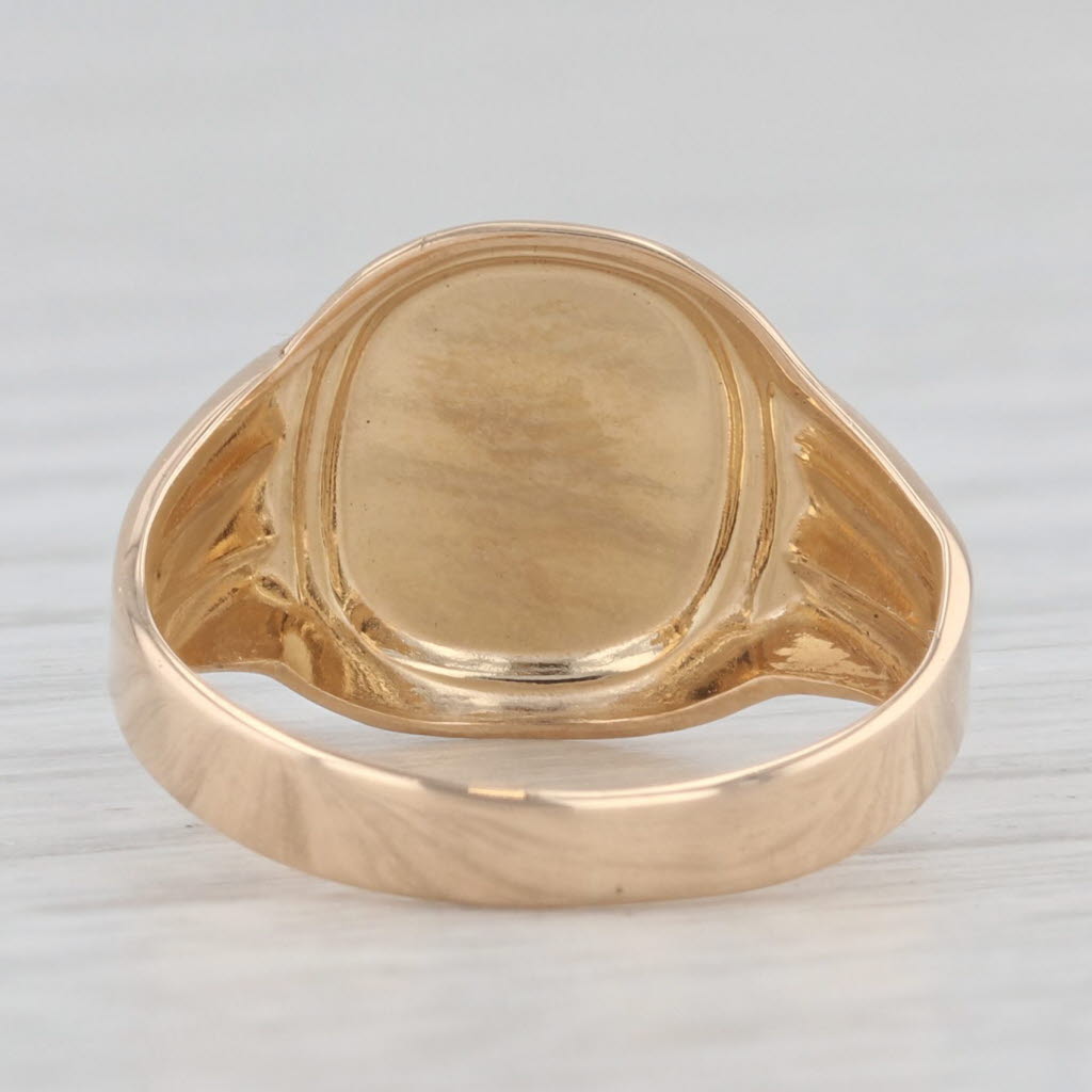 Light Gray Letter Initial A Signet Ring 18k Yellow Gold Small Size 2.75