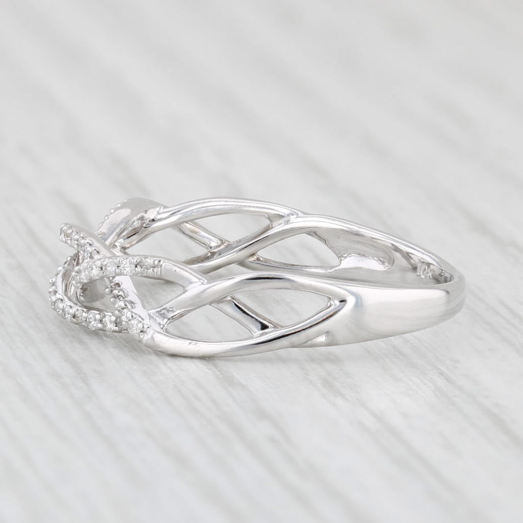 Light Gray 0.20ctw Diamond Woven Ring 10k White Gold Stackable Wedding Band Size 8