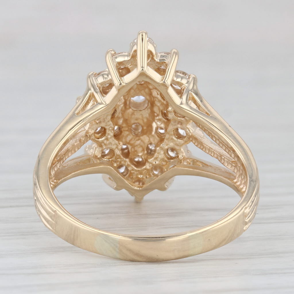 Light Gray 1.25ctw Diamond Cluster Ring 14k Yellow Gold Size 8.75 Cocktail