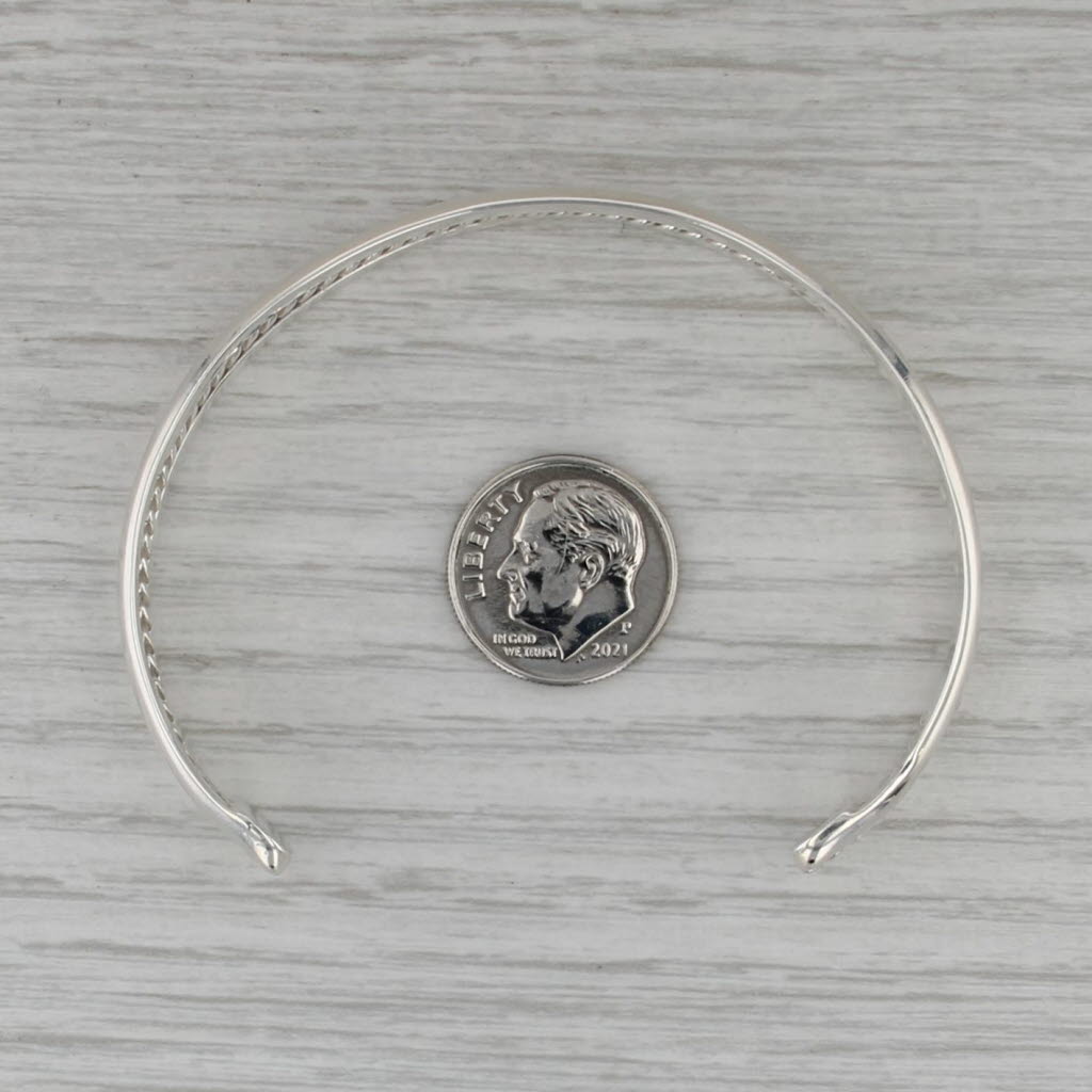 Mexico Rope Accented Cuff Bracelet Sterling Silver 7" 9.8mm