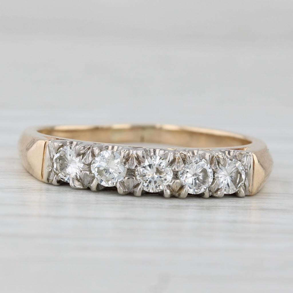 Light Gray 0.50ctw Diamond Wedding Ring 14k Yellow Gold Size 7.25 Stackable Anniversary