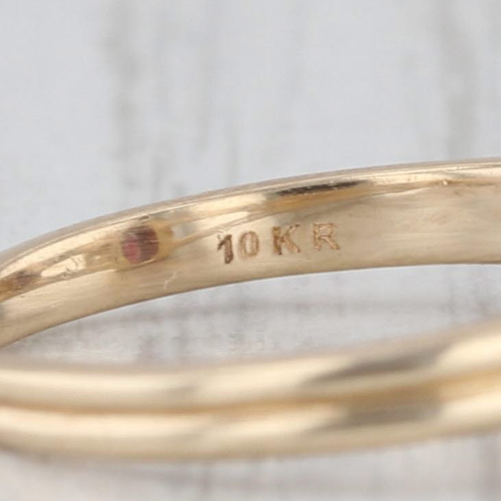 .057ctw Oval Garnet Diamond Ring 10k Yellow Gold Size 5.75