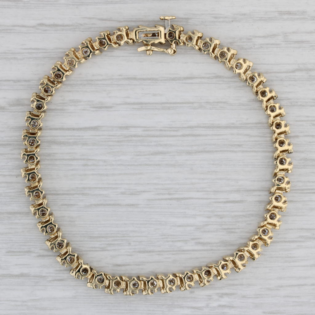 Gray 2.50ctw Diamond Tennis Bracelet 14k Yellow Gold 7.25" 5mm