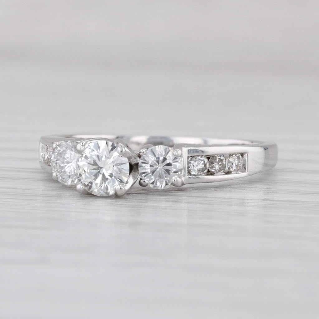 1.05ctw Round Diamond 3-Stone Engagement Ring 14k White Gold Size 9