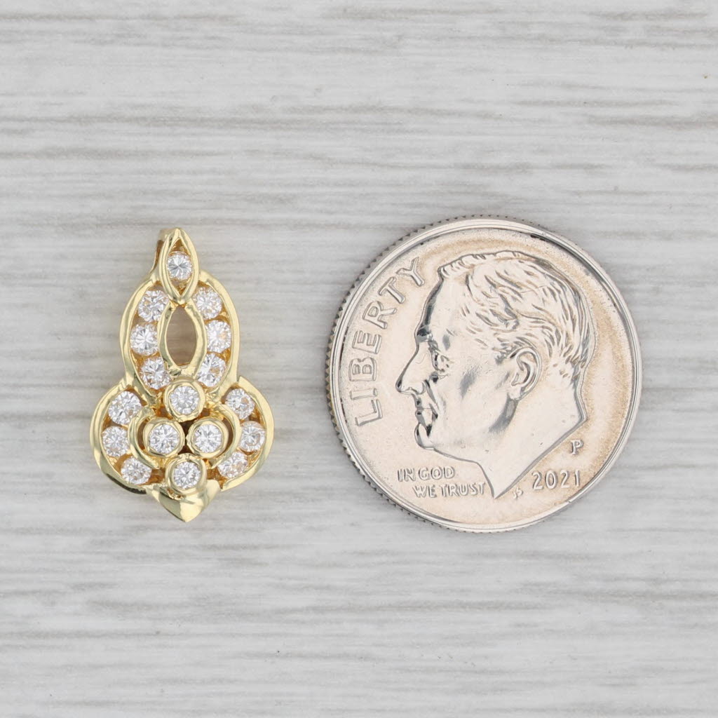 Gray 0.33ctw Diamond Pendant 18k Yellow Gold Small Drop