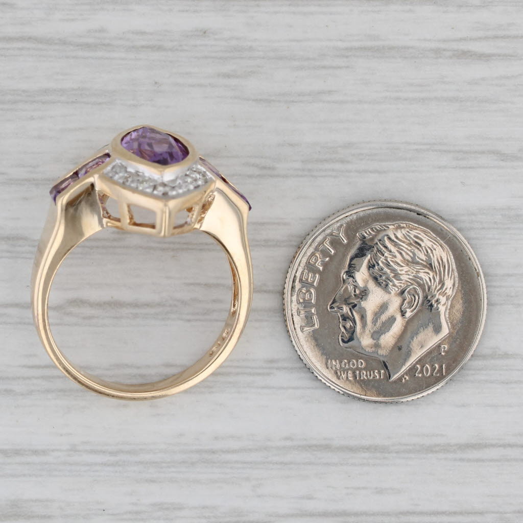 Gray 2.62ctw Marquise Amethyst Diamond Ring 10k Yellow Gold Size 6