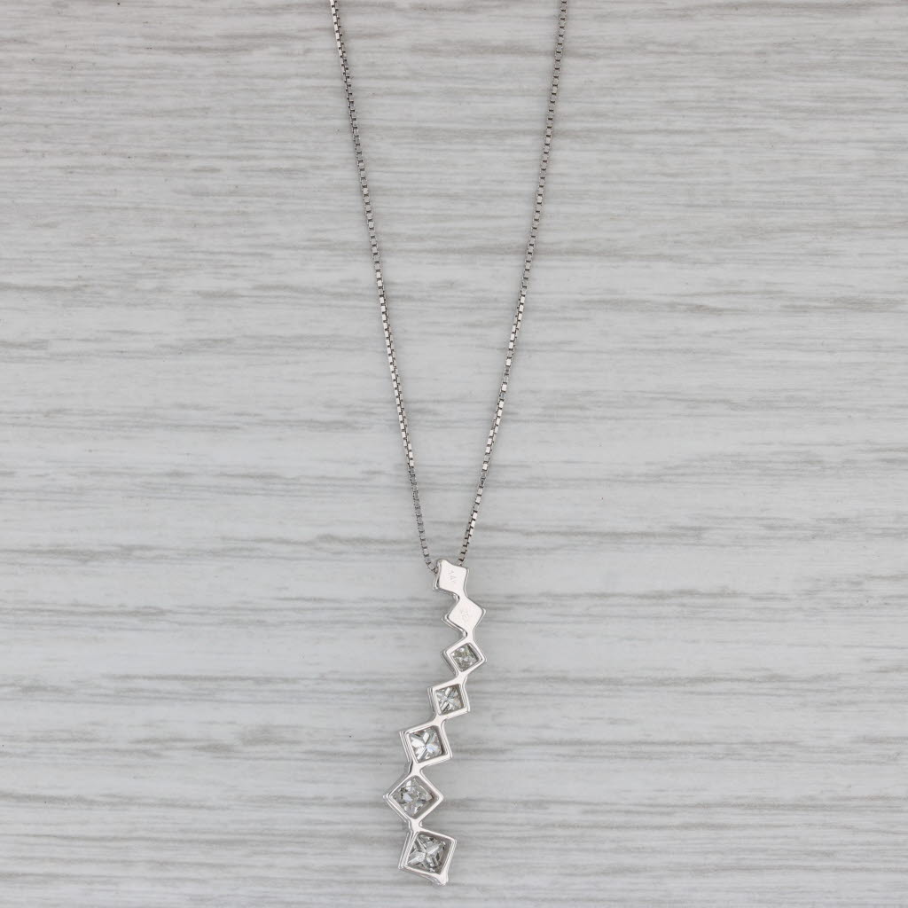 Gray 0.94ctw Diamond Journey Pendant Necklace 14k White Gold 18.5" Box Chain