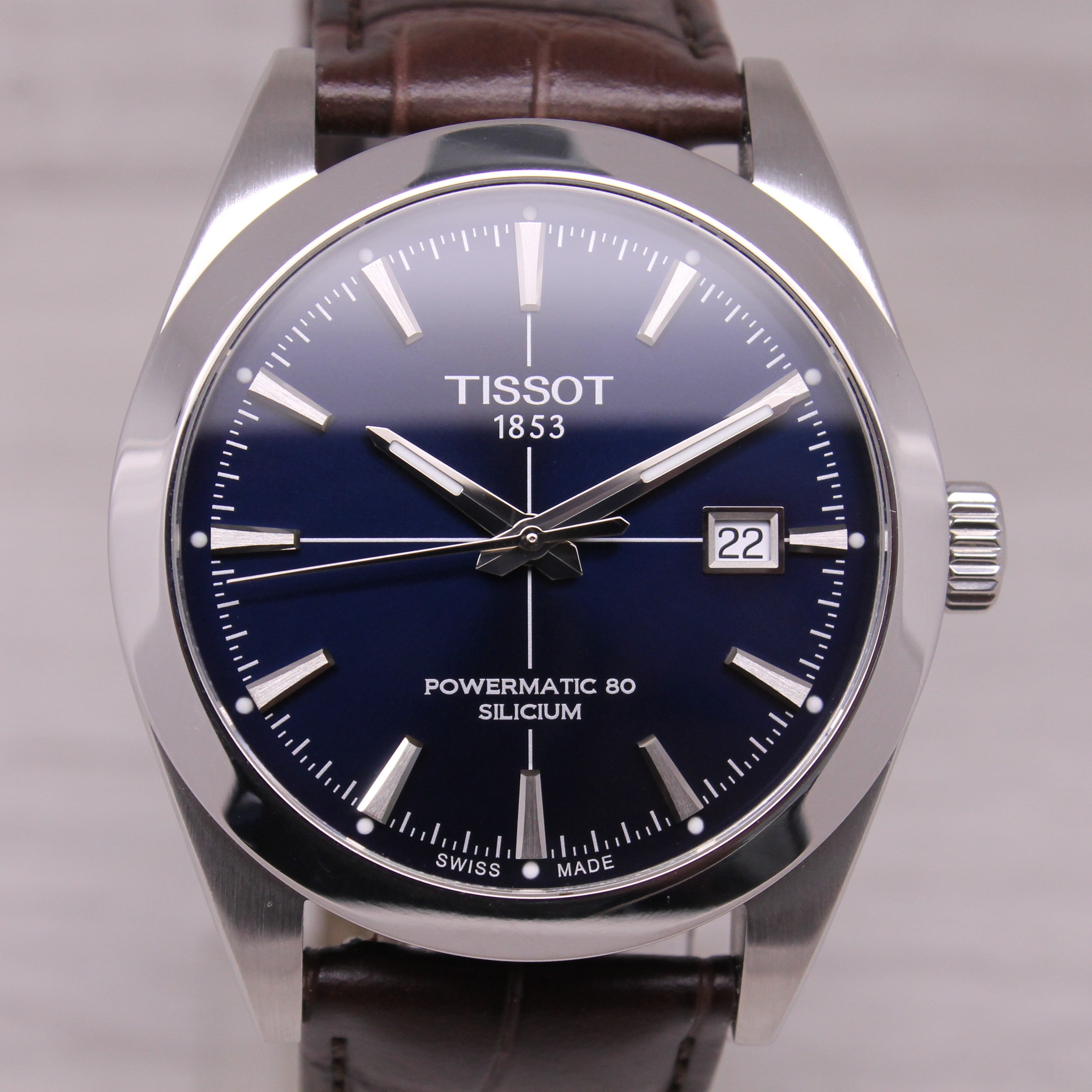 Tissot Powermatic Silicium Mens Automatic Watch 40mm Blue Dial With Box & Cards