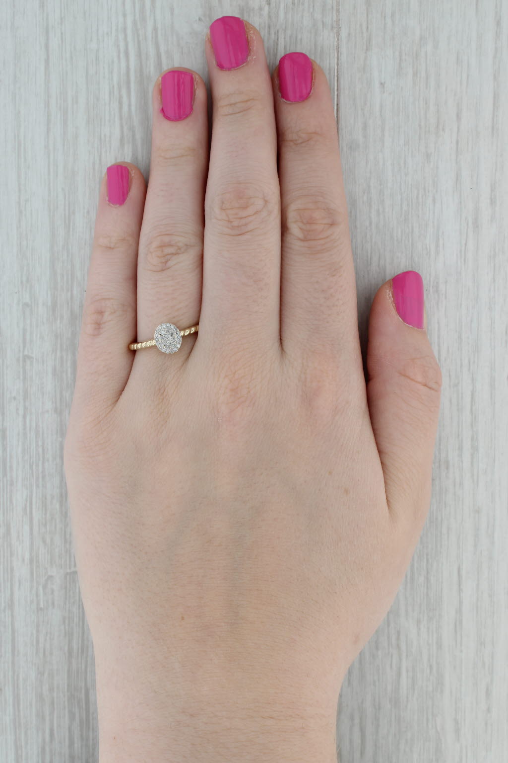 Dark Gray Oval Diamond Cluster Ring 10k Yellow Gold Size 8.75 Engagement