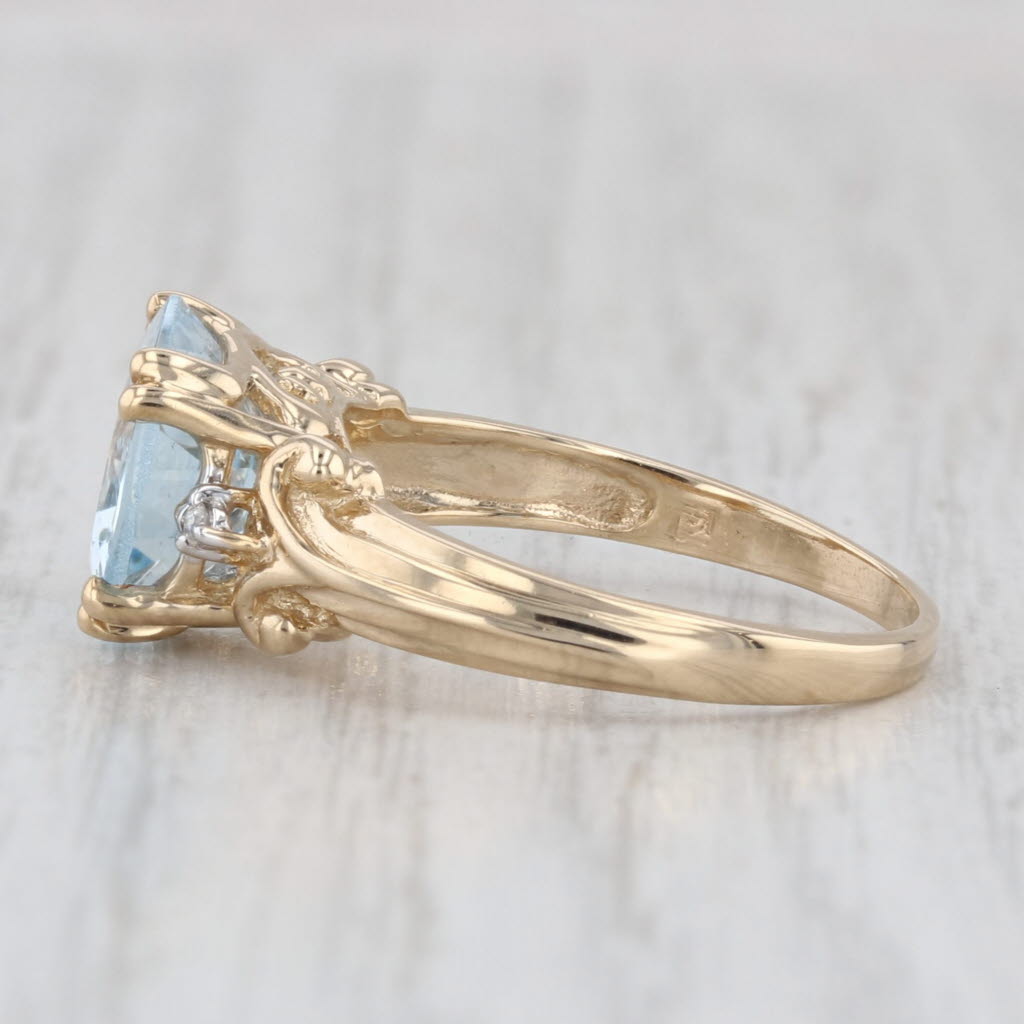 3.83ctw Oval Aquamarine Diamond Ring 14k Yellow Gold Size 8