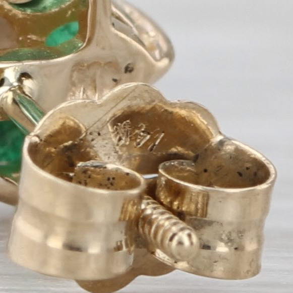 0.58ctw Emerald Diamond Flower Stud Earrings 14k Yellow Gold Studs