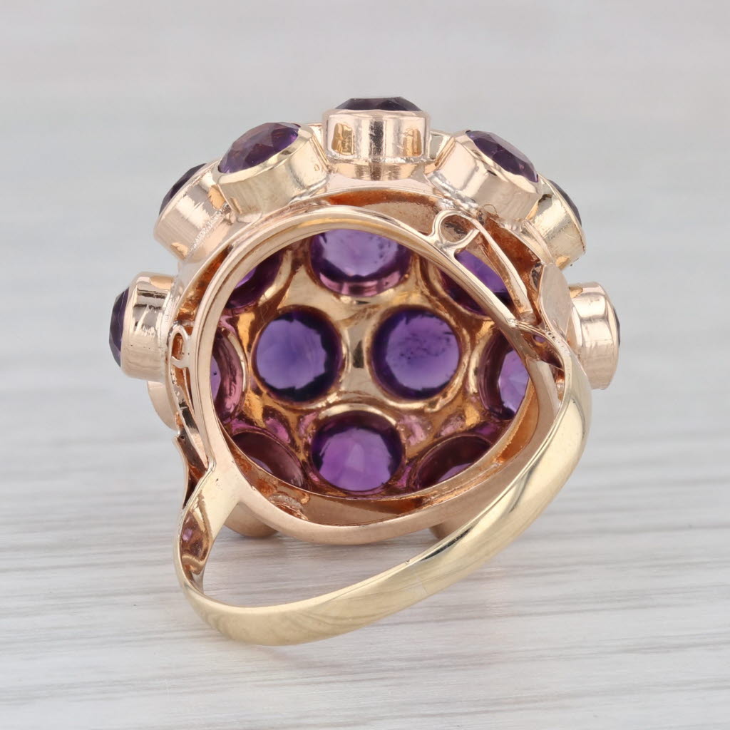 Gray 4.37ctw Amethyst Cluster Sputnik Ring 14k Yellow Gold Size 6.5 Cocktail
