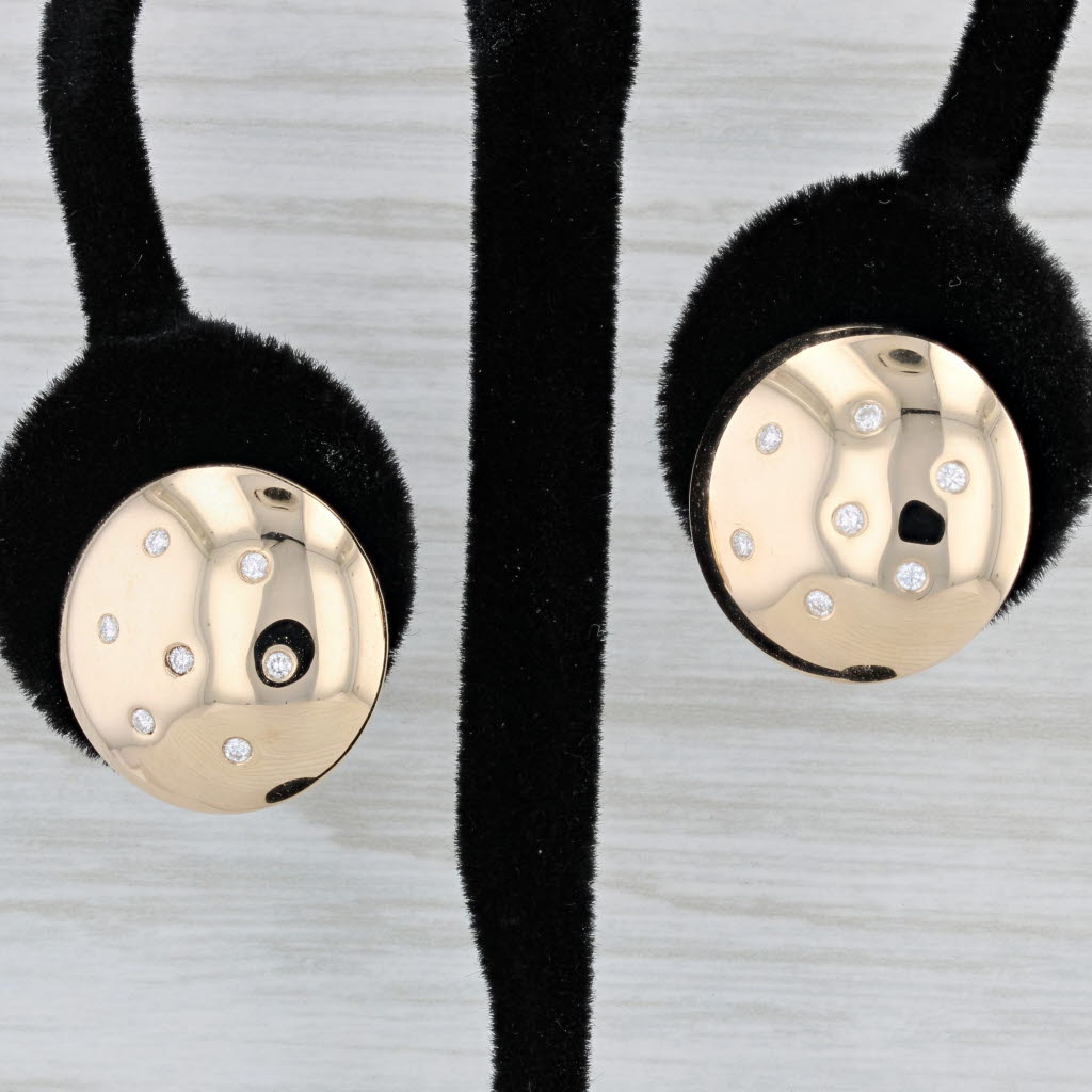 Light Gray 0.15ctw Diamond Dot Button Stud Earrings 14k Yellow Gold