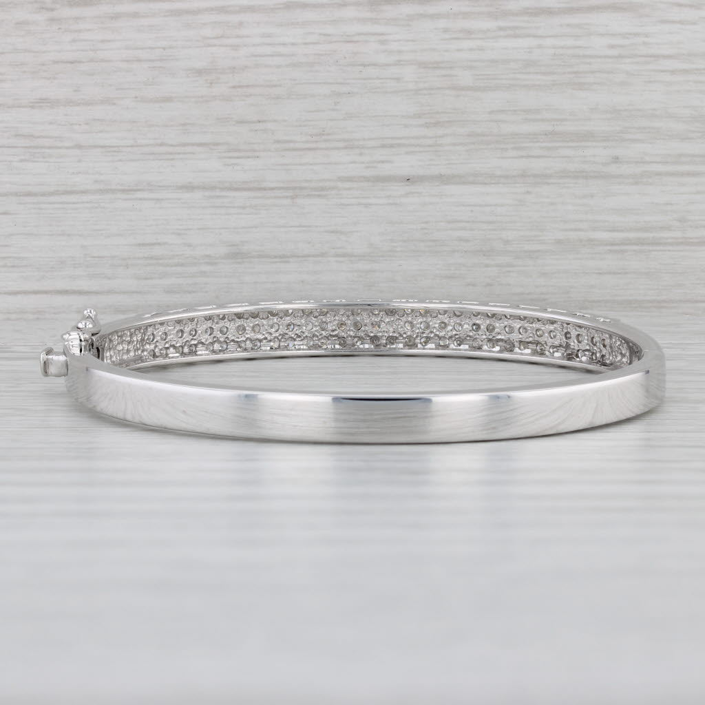 Gray 2ctw Diamond Bangle Bracelet 14k White Gold 6.75" Hinged