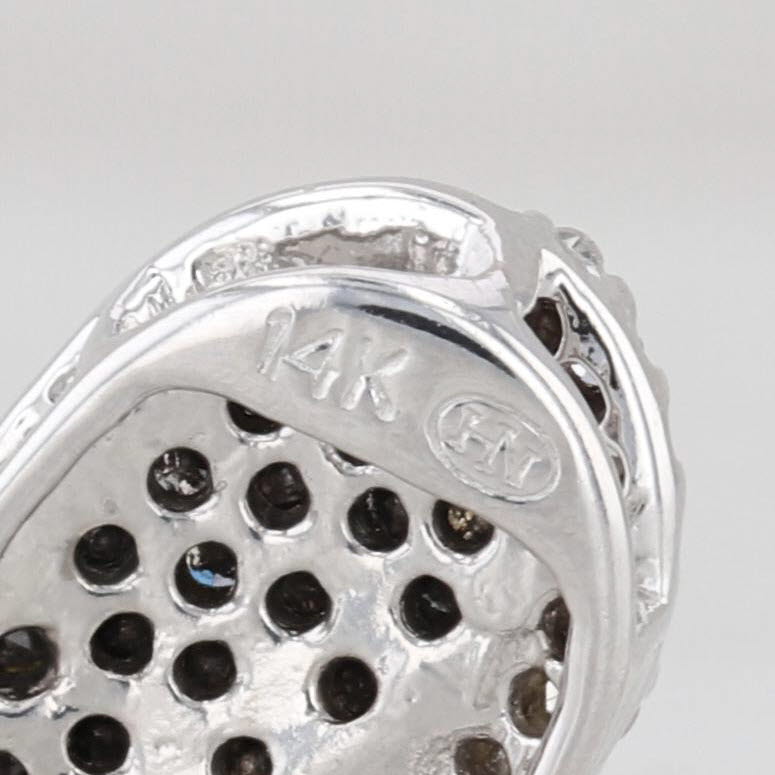 0.57ctw Black White Diamond Floating Butterfly Pendant 14k White Gold