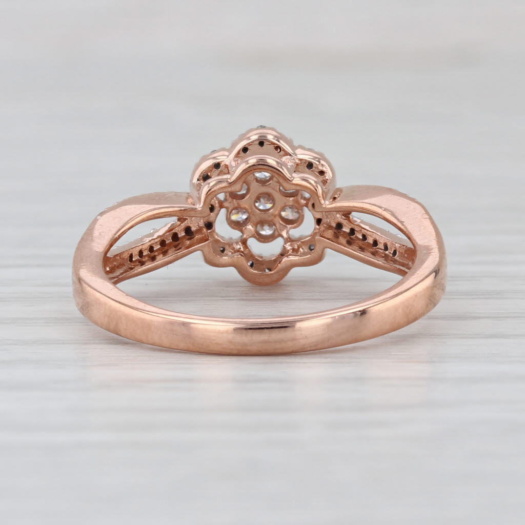 0.25ctw Diamond Flower Cluster Engagement Ring 10k Rose Gold Size 8