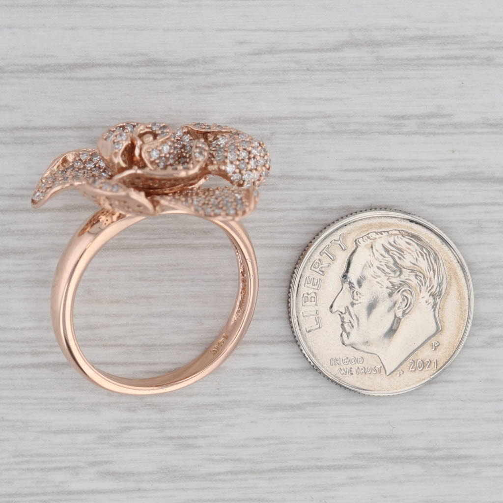 Gray 0.53ctw Diamond Flower Ring 14k Rose Gold Size 7.25 Cocktail