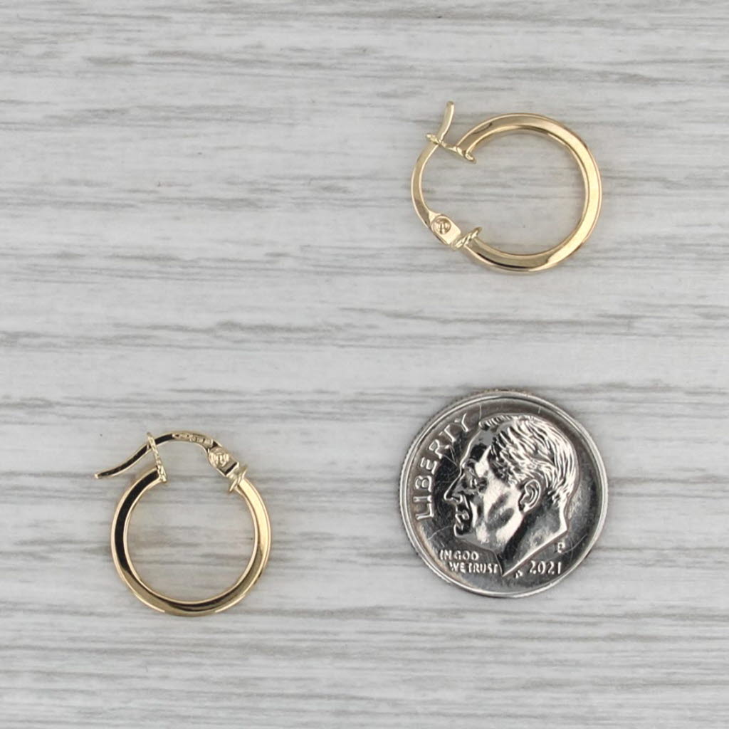 Round Hoop Earrings 18k Yellow Gold Snap Top Hoops 15 x 3.1 mm