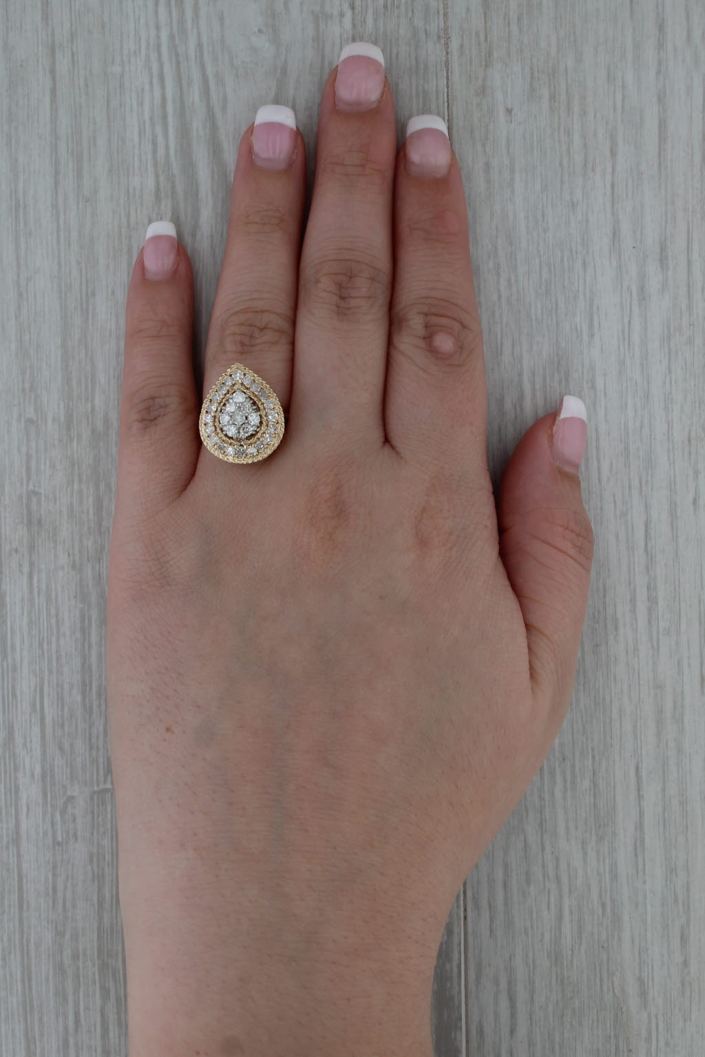 1ctw Diamond Cluster Halo Ring 14k White Yellow Gold Size 6.5 Engagement