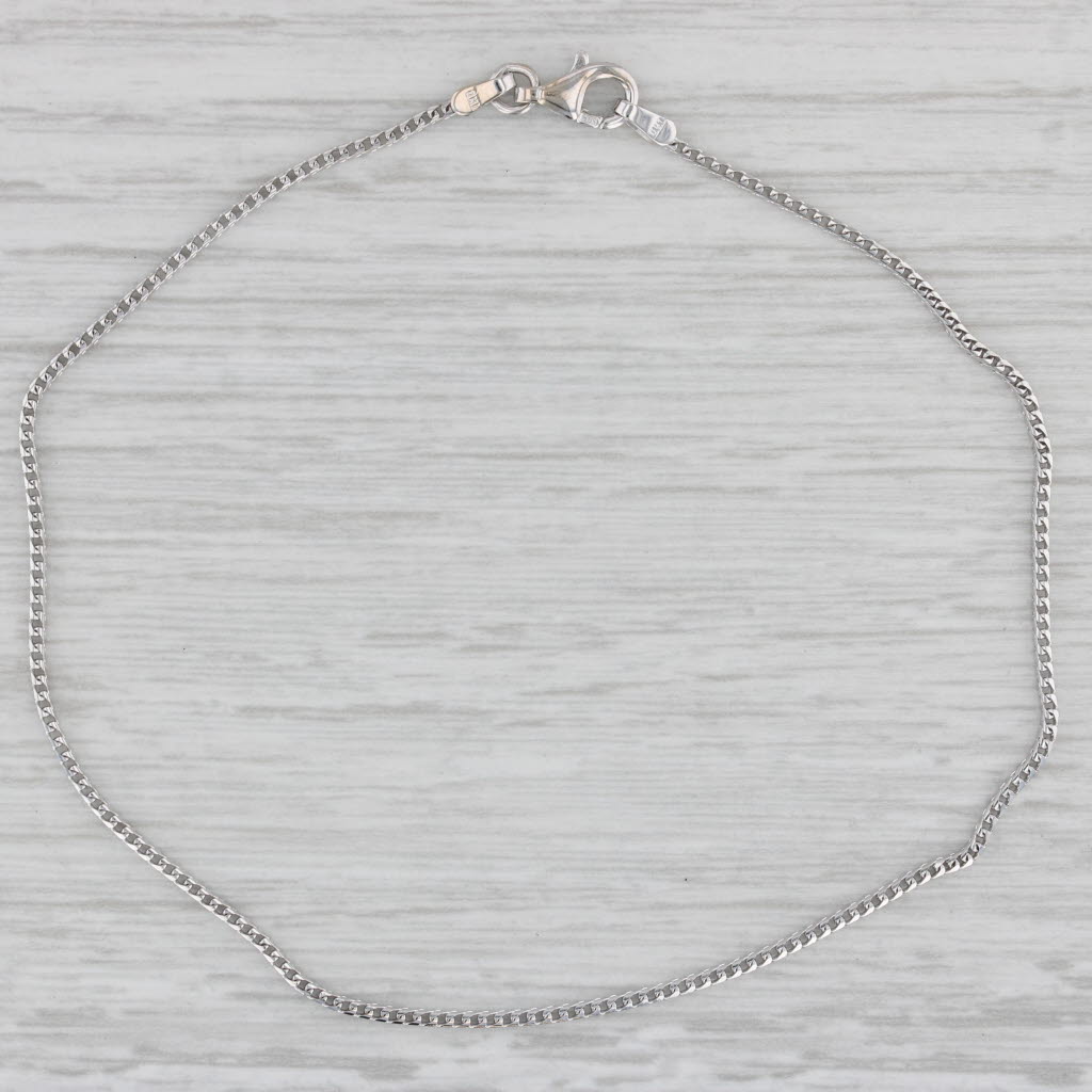 Gray 9.25" Wheat Chain Bracelet Anklet 14k White Gold 1.2mm
